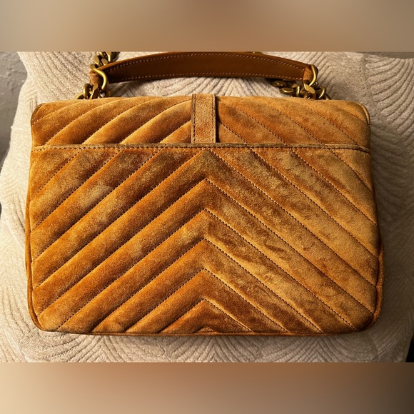 YSL Saint Laurent College Chain Bag Quilted Suede Designer Handbag Crossbody - Picture 16 of 16